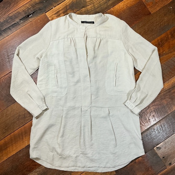 Zara Woman Tan Long Sleeve Tunic Blouse Size M - Picture 3 of 5